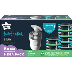 Tommee tippee 6 ανταλλακτικές κασέτες με σακούλες κάδου απόρριψης Twist + Click 85102301
