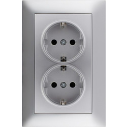 Entac Arnold Recessed wall socket 2x earthed Silver