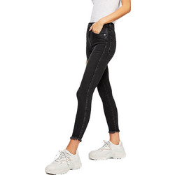 Free People Γυναικείο Τζιν Παντελόνι Slim Εφαρμογή Μαύρο OB921667