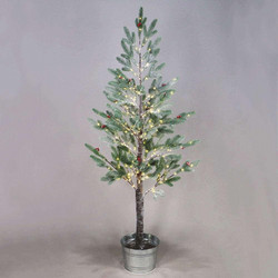 Χριστουγεννιάτικο Δέντρο Aca Χιονισμένο με Φωτάκια Led σε Γλάστρα & Ξύλινο Κορμό σε Γλάστρα 160cm Πράσινο X10288144