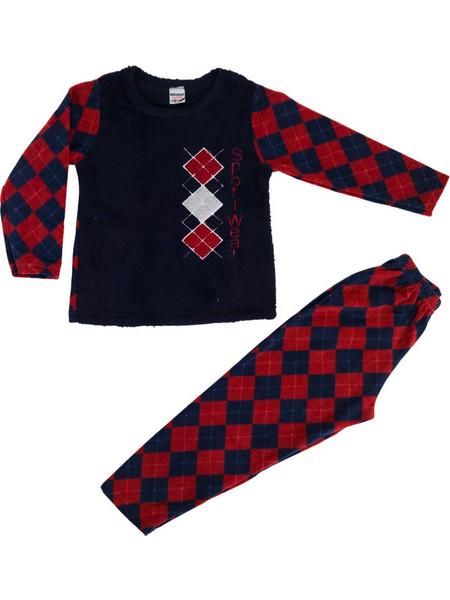 Rhombus αγορίστικη fleece πυτζάμα μπορντό W23