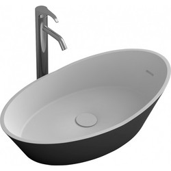 Inter Ceramic iStone Επικαθήμενος Νιπτήρας Μπάνιου Οβάλ 68x38cm Μαύρος 683B