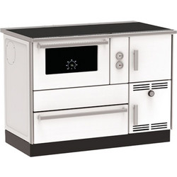 Alfa Plam Term 35 White-Left Ατσάλινη Ξυλόσομπα Καλοριφέρ με Φούρνο 32kW