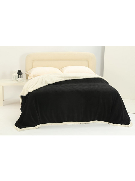 κουβέρτα fleece με sherpa (220cm x 240cm) pineapple μαύρο