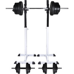 vidaXL Ορθοστάτης Μπάρας/Squat Rack με Σετ Μπάρα και Αλτήρες 60,5 κ