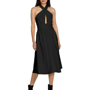 Kendall + Kylie Midi Καλοκαιρινό Βραδινό Φόρεμα Μαύρο KKW3813014