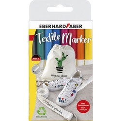 Μαρκαδόροι Eberhard Faber Textile 8 Χρώματα + Στενσιλ
