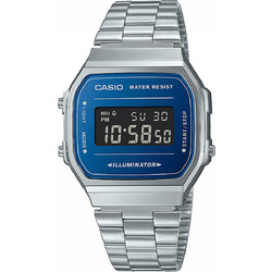 Casio Vintage Ψηφιακό Ανδρικό Ρολόι Χρονογράφος Αυτόματο με Ασημί Μεταλλικό Μπρασελέ A-168WEM-2BEF