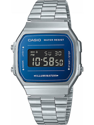 Casio Vintage Ψηφιακό Ανδρικό Ρολόι Χρονογράφος Αυτόματο με Ασημί Μεταλλικό Μπρασελέ A-168WEM-2BEF