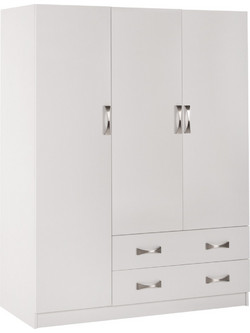 HomeMarkt Τρίφυλλη Ντουλάπα Ρούχων Carly Λευκή 150x55x180cm HM384.05
