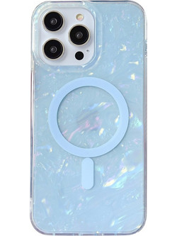 Θήκη iPhone 13 Pro Max OEM Shell Pattern Series συμβατό με Magsafe φορτιστή Transparent Πλάτη TPU γαλάζιο
