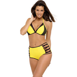 Marko Bikini Set Τριγωνάκι Ψηλόμεσο Boxer Κίτρινο M-551-128613