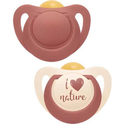 Nuk For Nature Ανατομικές Ορθοδοντικές Πιπίλες Καουτσούκ 18-36m Κόκκινο Λευκό 2τμχ