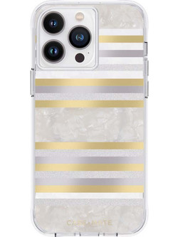 Case-Mate Pearl Stripes MagSafe - Case decorated with mother-of-pearl for iPhone 14 Pro Max (Pearl Stripes)