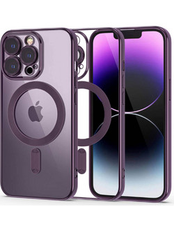 Tech-Protect Magshine Back Cover Transparent / Purple (iPhone 14 Pro)