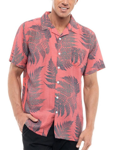 Splendid χαβανέζικο πουκάμισο κοραλί με τύπωμα 47-203-004-COR