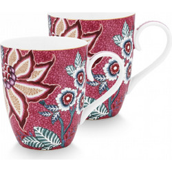 PIP STUDIO FLOWER FESTIVAL SET/2 ΚΟΥΠΕΣ 350ml ΡΟΖ - ΠΟΡΣΕΛΑΝΗ