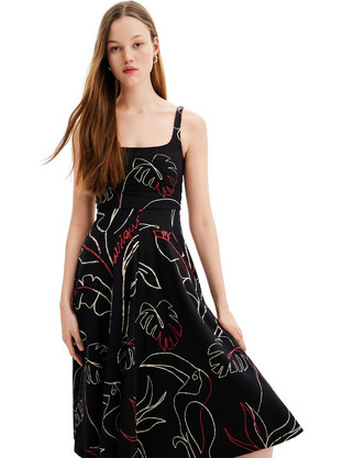 Desigual Cambridge Midi Καλοκαιρινό Φόρεμα Μαύρο 23SWVK15