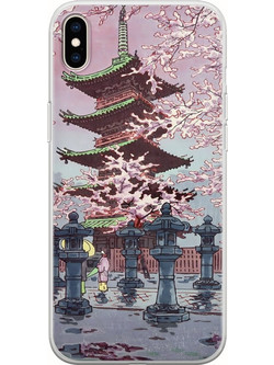 Θήκη Ukiyo-e - Cherry Blossom iPhone X / XS Flexible TPU (Διάφανη Σιλικόνη)