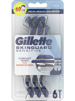Gillette SkinGuard Sensitive Ξυραφάκι με Ανταλλακτικές Κεφαλές με 2 Λεπίδες & Λιπαντική Ταινία 6τμχ