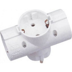 Πολύμπριζο Σταυρός 3 Θέσεων Λευκό Power Socket Shucko White KF-GZB-01/03