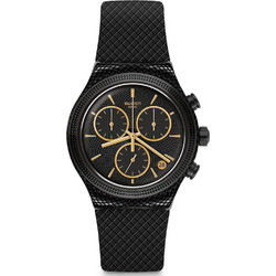 Swatch Crazy For Precious Ανδρικό Ρολόι Χρονογράφος με Μαύρο Καουτσούκ Λουράκι YVB408