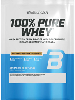 Biotech USA 100% Pure Whey Caramel Cappuccino Πρωτεΐνη Ορού Γάλακτος Γράμμωσης Χωρίς Γλουτένη 28gr