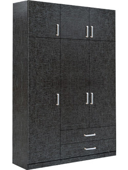 ArteLibre Τρίφυλλη Ντουλάπα Ρούχων με Πατάρι Bengta Wenge 150x60x240cm 14370141