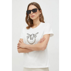PINKO Μπλουζάκι T-shirt Quentin με κέντημα love birds 100535A1R7 Z15 White