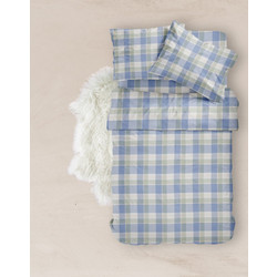 Borea Σετ Σεντόνια Υπέρδιπλα Φανελένια 240x280 Plaid Μπλε 4τμχ
