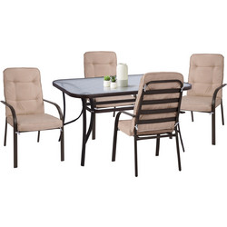HomeMarkt Σετ Τραπεζαρία Κήπου Μεταλλικό 5τμχ Καφέ HM11880