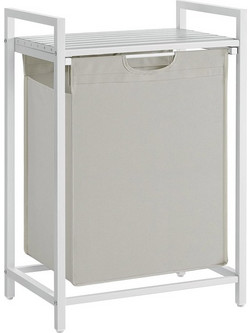 Μεταλλικό Καλάθι Απλύτων με 1 Ράφι 50 x 33 x 72 cm Χρώματος Λευκό VASAGLE BLH101W01