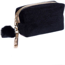 RO Accessories Cosmetic Bag Faux Fur Νεσεσέρ Μαύρο