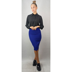 Passager Μίντι Φούστα Υφασμάτινη Ψηλόμεση Pencil Royal Blue 36012