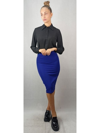 Passager Μίντι Φούστα Υφασμάτινη Ψηλόμεση Pencil Royal Blue 36012