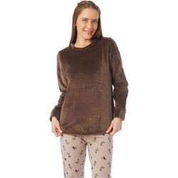 Minerva Σετ Γυναικείες Πιτζάμες Χειμωνιάτικες Fleece Σοκολατί 90-52429-828