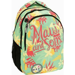 Back Me UP Maui Summer Flower Σχολική Τσάντα Πλάτης Γυμνασίου - Λυκείου Πράσινη 339-46031