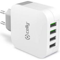 Celly Turbo Φορτιστής Χωρίς Καλώδιο με 4 Θύρες USB-A White