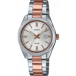 Casio Γυναικείο Ρολόι με Ασημί Ροζ Χρυσό Μεταλλικό Μπρασελέ LTP-1302PRG-7AVEF