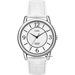 Timex Γυναικείο Ρολόι με Λευκό Δερμάτινο Λουράκι T2N685