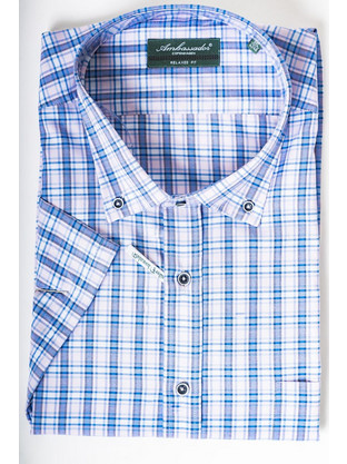 ΠΟΥΚΑΜΙΣΟ AMBASSADOR ΚΑΡΩ BUTTON DOWN ΒΑΜΒΑΚΕΡΟ - ΑΝΟΙΧΤΟ ΡΟΖ