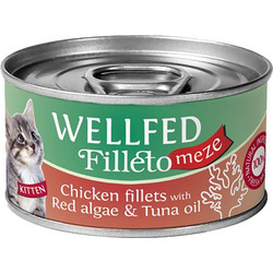 Wellfed Filleto Meze Kitten with Chicken Fillets, Red Algae & Tuna Oil 70gr