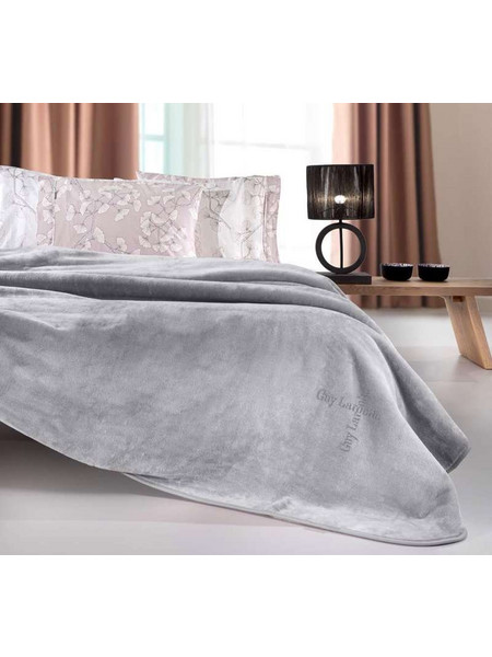 Guy Laroche Βελουτέ Μονή Κουβέρτα Logo Silver 160x220cm