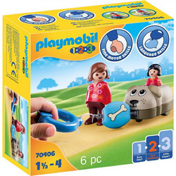 Playmobil 1-2-3 Τρενάκι με Βαγόνι Σκυλάκι για 1,5-4 Ετών 70406