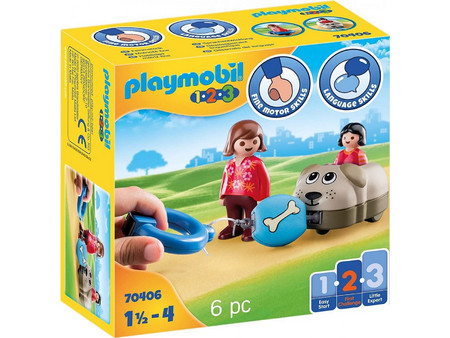 Playmobil 1-2-3 Τρενάκι με Βαγόνι Σκυλάκι για 1,5-4 Ετών 70406