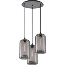Home Lighting Κρεμαστό Φωτιστικό Οροφής Τρίφωτο E27 Μαύρο SE21-SM-19-30-3BL 77-8783