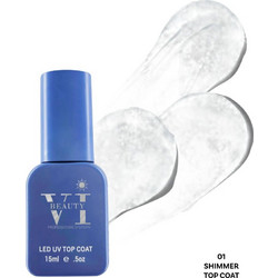 Mixcoco Soak-Off Led Uv Color Coat Shimmer 01 Top Coat Ημιμόνιμο Βερνίκι Νυχιών 15ml