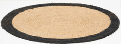 Πλεκτό Στρογγυλό Χαλάκι Γιούτα με Φάσα Norah Διάμετρος 90cm Μαύρο