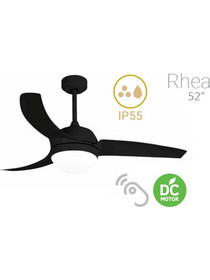 ΑΝΕΜ/ΡΑΣ ΟΡΟΦΗΣ ΕΞΩΤΕΡΙΚΟΥ ΧΩΡΟΥ IP55 + ΦΩΣ LED CCT 18W ΤΗΛ .DC30W 52" O132cm ΜΑΥΡΟ RHEA - 02-00325