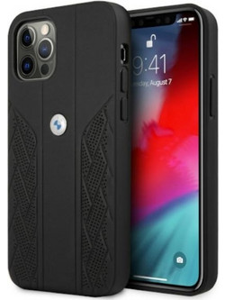 BMW Leather Curve Perforate Θήκη iPhone 12 / 12 Pro Black BMHCP12MRSPPK